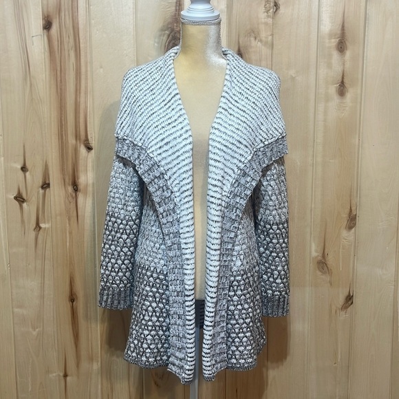 Chico's Sweaters - Chico’s Tan and White Knit Cardigan Size M